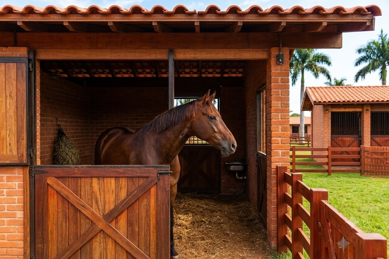 Baias da estrutura equestre da pousada rural